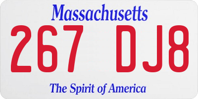 MA license plate 267DJ8
