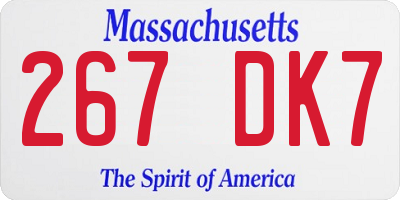 MA license plate 267DK7