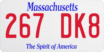 MA license plate 267DK8