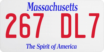 MA license plate 267DL7