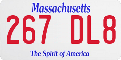 MA license plate 267DL8
