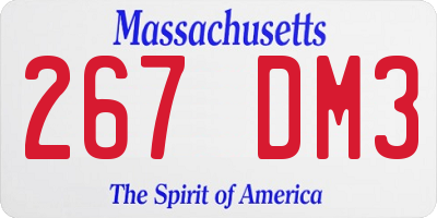 MA license plate 267DM3