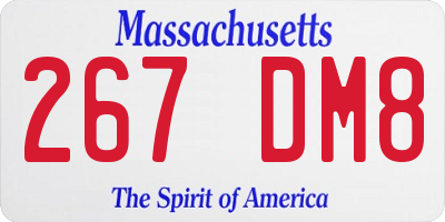 MA license plate 267DM8