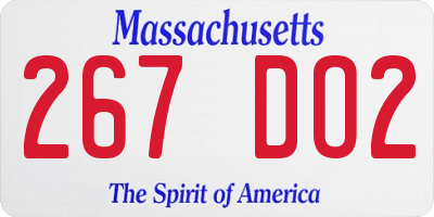 MA license plate 267DO2