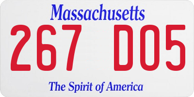 MA license plate 267DO5