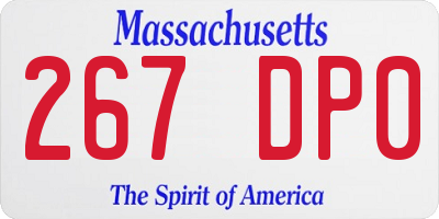MA license plate 267DP0