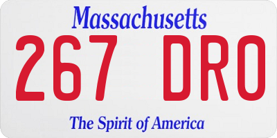 MA license plate 267DR0