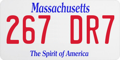 MA license plate 267DR7