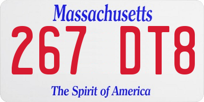 MA license plate 267DT8