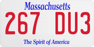 MA license plate 267DU3