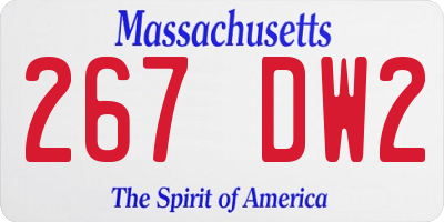 MA license plate 267DW2