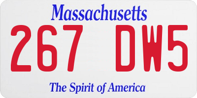 MA license plate 267DW5