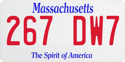 MA license plate 267DW7