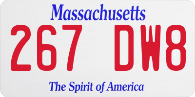 MA license plate 267DW8