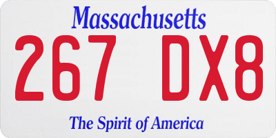 MA license plate 267DX8