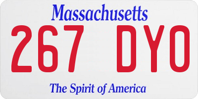MA license plate 267DY0