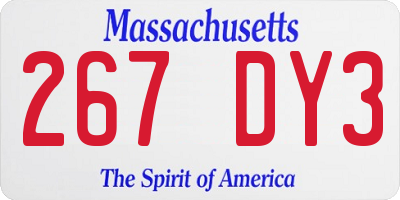 MA license plate 267DY3
