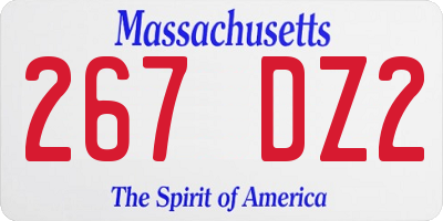 MA license plate 267DZ2