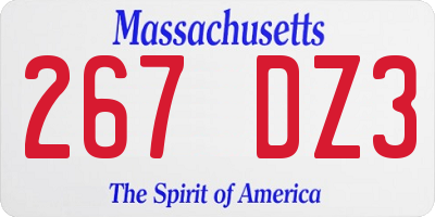 MA license plate 267DZ3