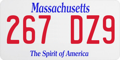 MA license plate 267DZ9