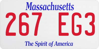 MA license plate 267EG3