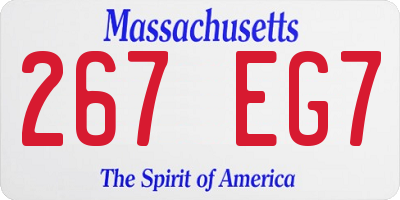 MA license plate 267EG7