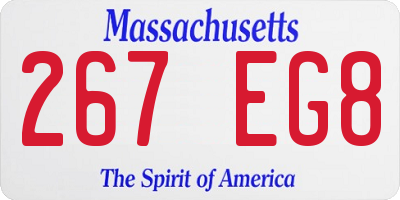 MA license plate 267EG8