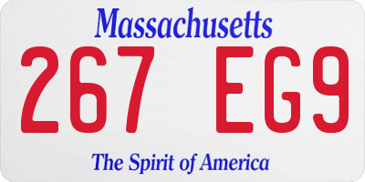 MA license plate 267EG9