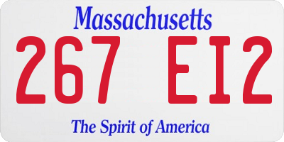 MA license plate 267EI2