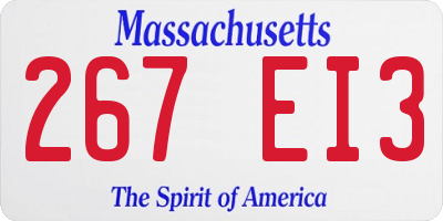 MA license plate 267EI3