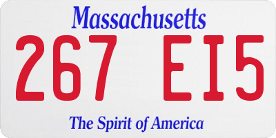 MA license plate 267EI5