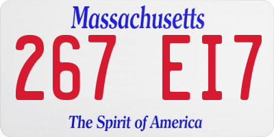 MA license plate 267EI7