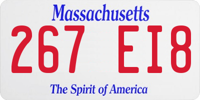 MA license plate 267EI8