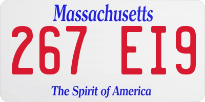 MA license plate 267EI9
