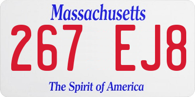 MA license plate 267EJ8