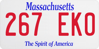 MA license plate 267EK0