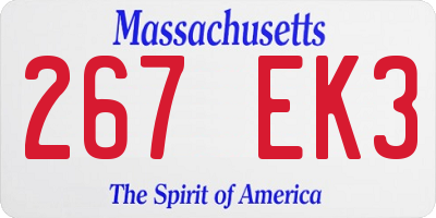 MA license plate 267EK3