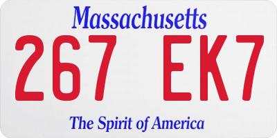 MA license plate 267EK7