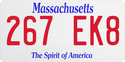 MA license plate 267EK8