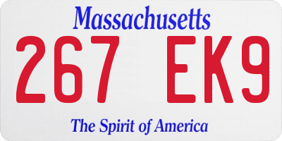 MA license plate 267EK9