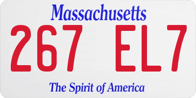 MA license plate 267EL7