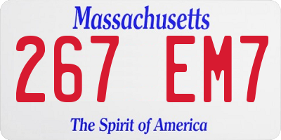 MA license plate 267EM7