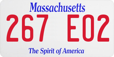 MA license plate 267EO2