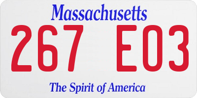 MA license plate 267EO3