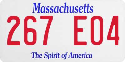 MA license plate 267EO4