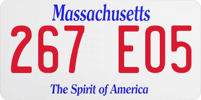 MA license plate 267EO5