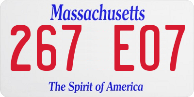 MA license plate 267EO7