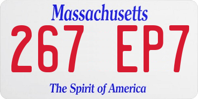 MA license plate 267EP7