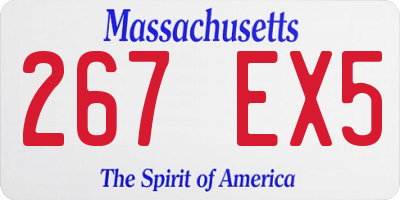MA license plate 267EX5