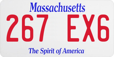 MA license plate 267EX6